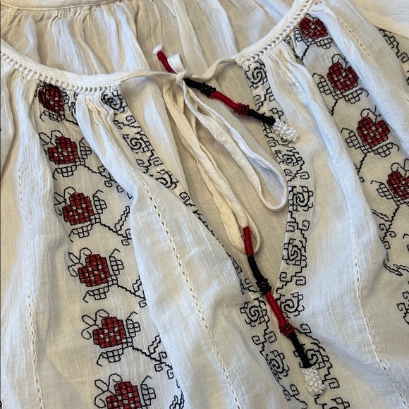 Zara Embroidered Peasant Women's Top - Picture 3 of 6